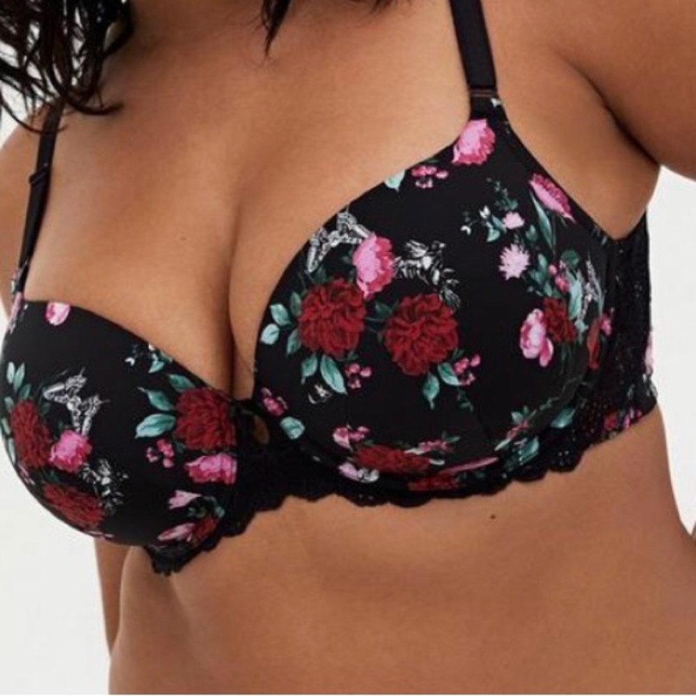 Torrid Black Floral Bra